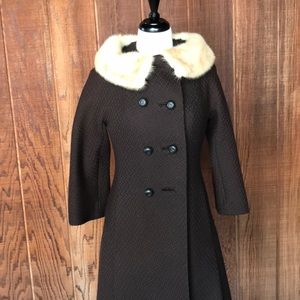 Vintage Wool Coat with Mink Collar